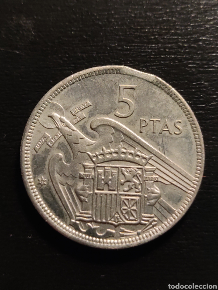 Monedas con errores: 5 pesetas 1957 error de acu&ntilde;aci&oacute;n - Foto 1