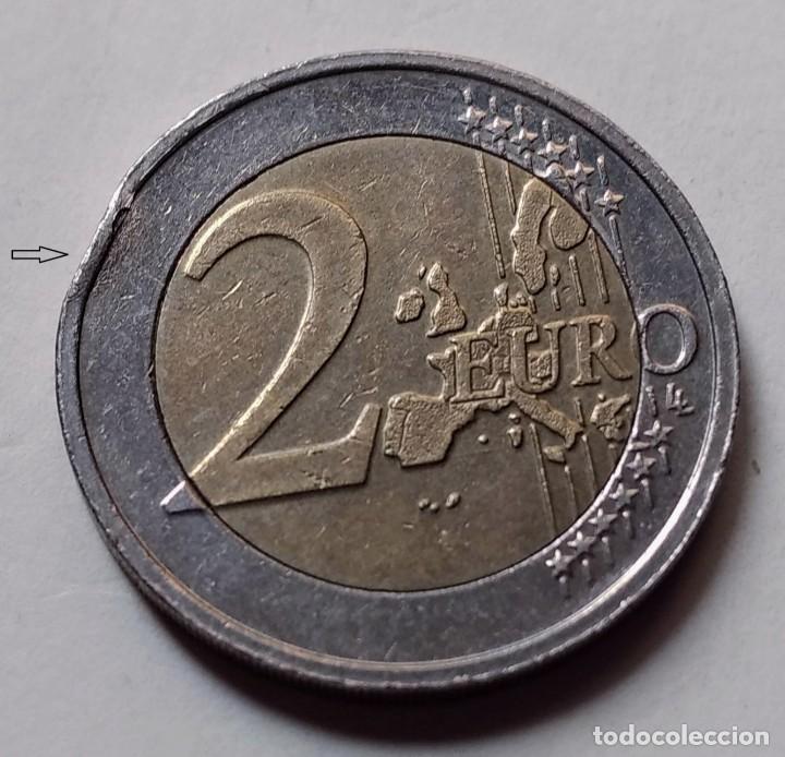 Monedas con errores: MONEDA 2 EUROS HOLANDA 2001 VARIANTE - ERROR CORTE EN EL CANTE - Foto 3