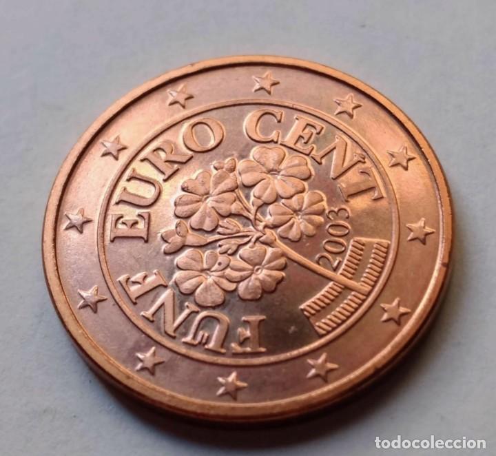 Monedas con errores: MONEDA 5 CENTIMOS DE EURO AUSTRIA 2003 S/C - error EXCESO DE METAL EN ANVERSO - SIN CIRCULAR - Foto 2