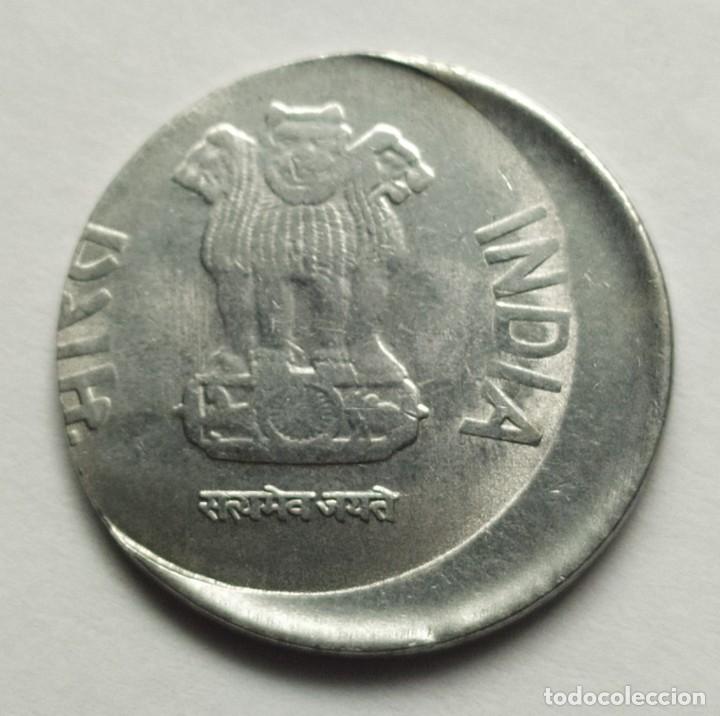Monedas con errores: ## Error # India 1 Rupia 2012 acu&ntilde;acion desplazada ## - Foto 1