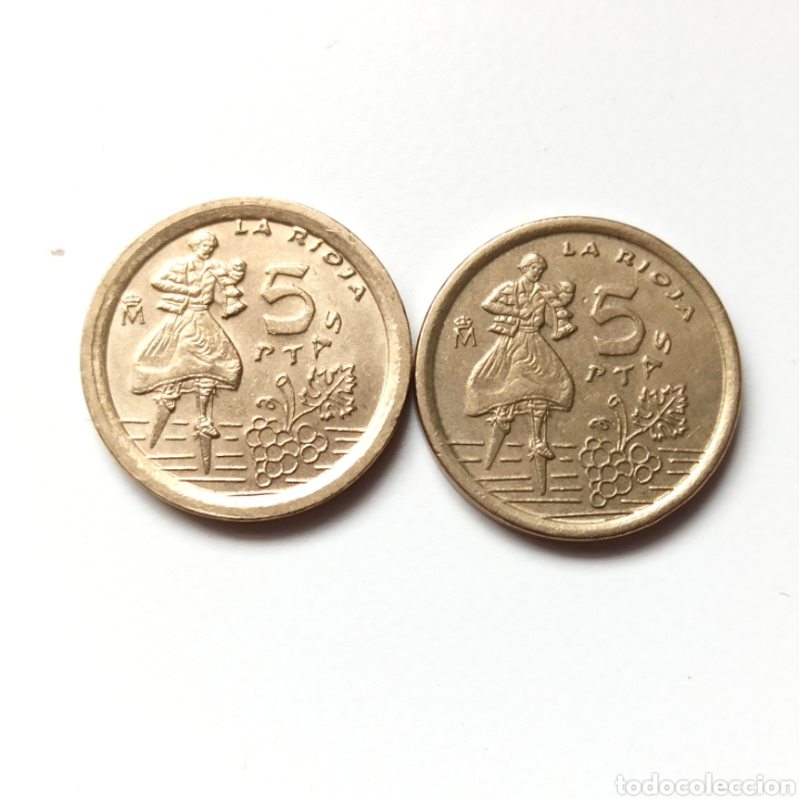 Monedas con errores: ERROR: moneda de 5 pesetas de 1996 con listel muy ancho, letras pegadas - Foto 1