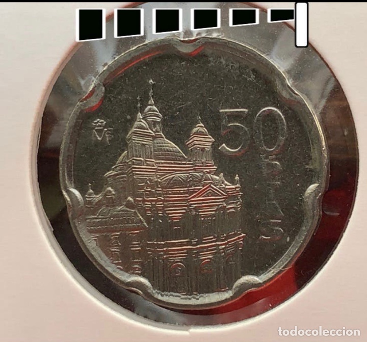 Monedas con errores: 50 pesetas 1995 empastada , en PTAS y exceso metal - Foto 2