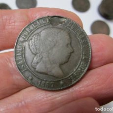 Monedas con errores: MONEDA DE 5 CÉNTIMOS DE 1867 DE ISABEL II CON ERROR. Lote 341851583