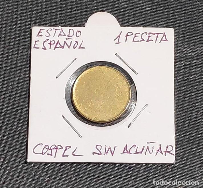 Monedas con errores: ESTADO ESPA&Ntilde;OL 1 PESETA -ERROR- COSPEL SIN ACU&Ntilde;AR - Foto 3