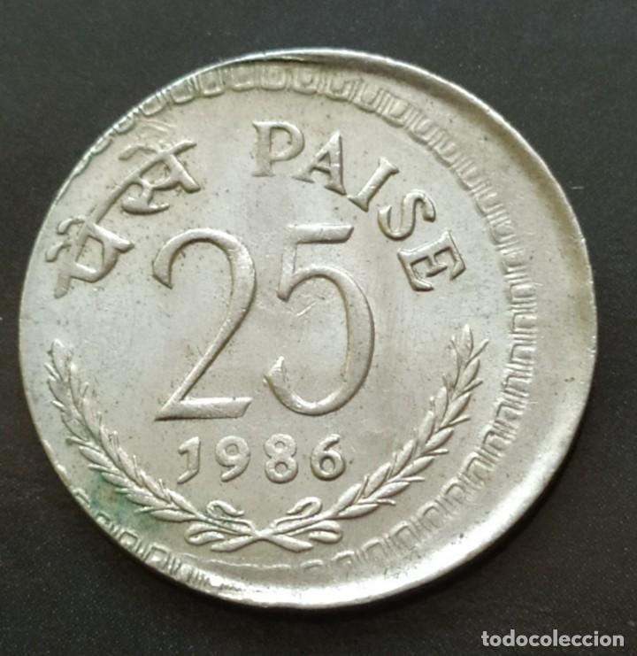 Monedas con errores: ## ERROR # India 1986 25 Pa&iacute;se Desplazada ## - Foto 1