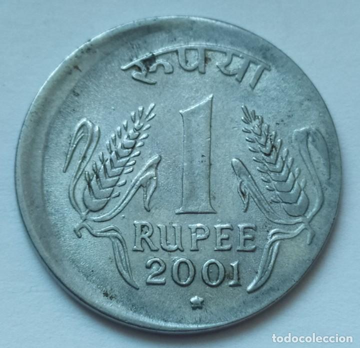 Monedas con errores: ## ERROR # India 2001 1 Rupia Desplazada ## - Foto 2