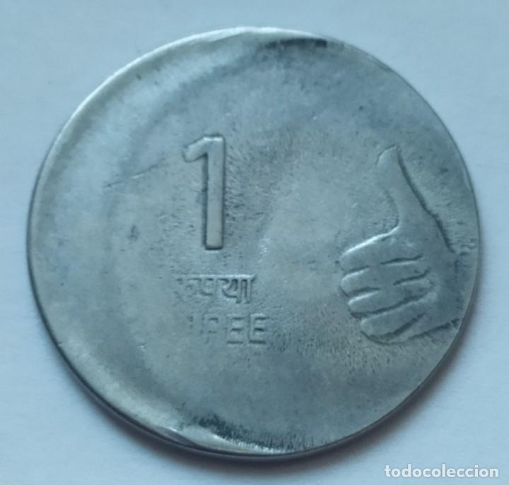 Monedas con errores: ## ERROR # India 2007 1 Rupia Desplazada ## - Foto 1