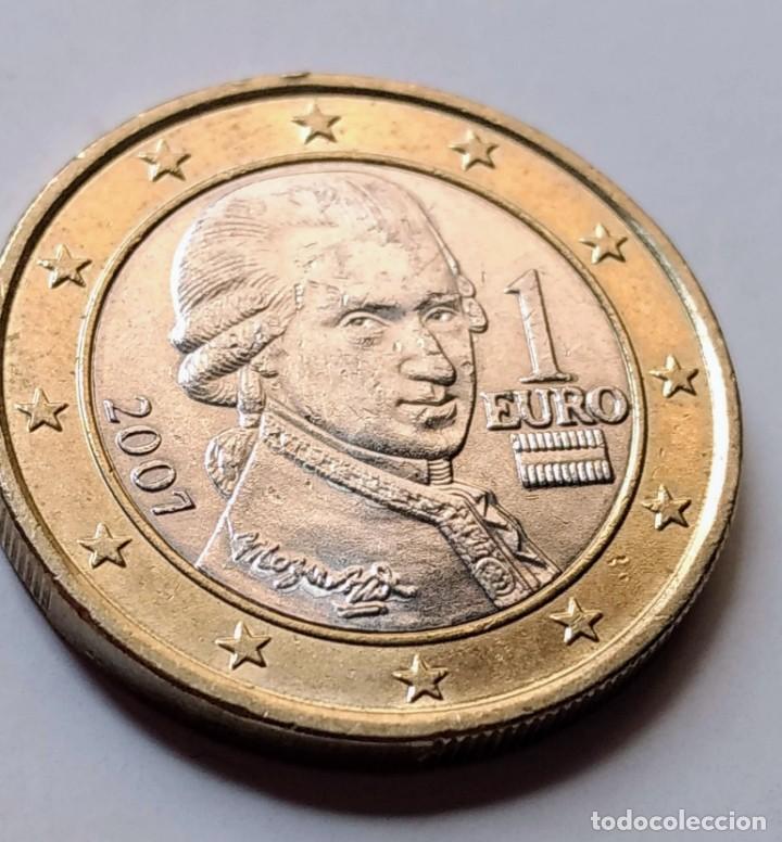 Monedas con errores: MONEDA 1 EURO AUSTRIA 2007 - ERROR VARIANTE- CU&Ntilde;O EMPASTADO - Foto 2