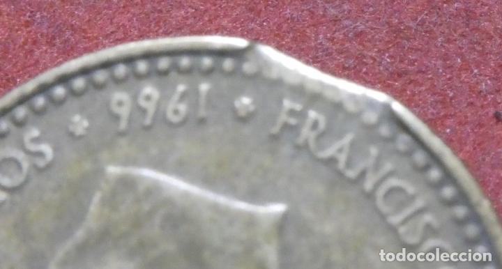 Monedas con errores: Error de acu&ntilde;aci&oacute;n en moneda de 1 Peseta 1966*68 SEGMENTADA FINAL DE RIEL - Foto 2