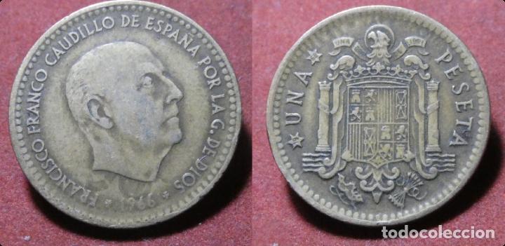 Monedas con errores: Error de acu&ntilde;aci&oacute;n moneda de 1 Peseta 1966*68 Repintada - Foto 1