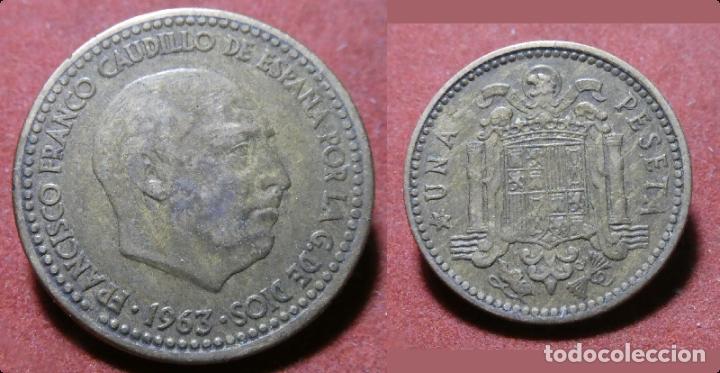 Monedas con errores: Error de acu&ntilde;aci&oacute;n moneda de 1 Peseta 1963 estrella empastada - Foto 1