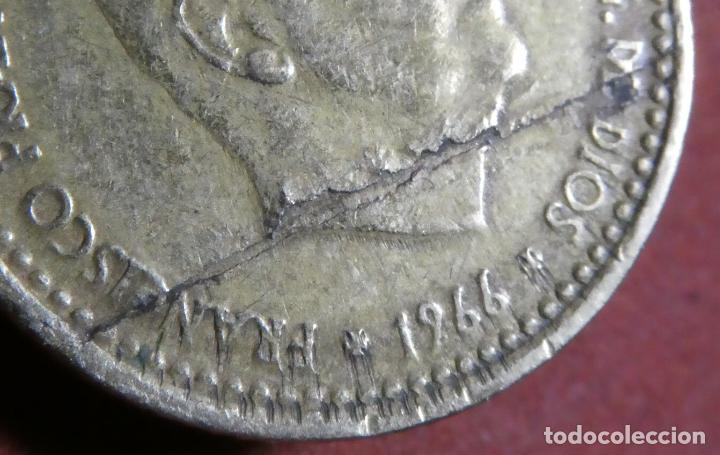 Monedas con errores: Error de acu&ntilde;aci&oacute;n moneda de 1 Peseta 1966*69 Hoja saltada - Foto 2