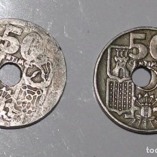 Monedas con errores: 2 MONEDAS DE 50 CÉNTIMOS DE 1949. Lote 351344429