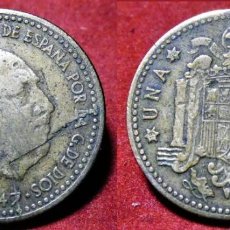 Monedas con errores: ERROR DE ACUÑACIÓN MONEDA DE 1 PESETA 1947*54 CUÑO MUY ROTO. Lote 352852869