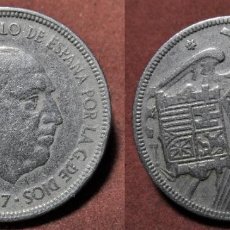 Monedas con errores: ERROR DE ACUÑACIÓN 5 PESETAS 1957*62 ERROR REVERSO GIRADO 80º DERECHA. Lote 352949604