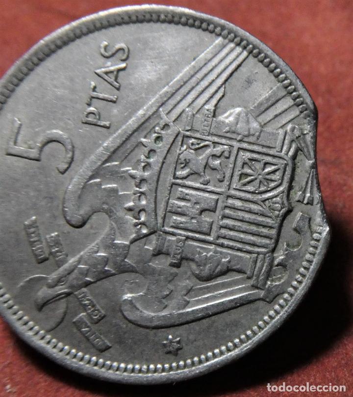 Monedas con errores: Error de acu&ntilde;aci&oacute;n 5 Pesetas 1957*71 Acu&ntilde;aci&oacute;n Segmentada - Foto 2