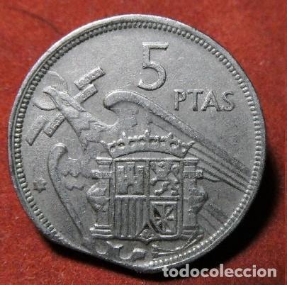 Monedas con errores: Error de acu&ntilde;aci&oacute;n 5 Pesetas 1957* Final de Riel - Foto 2