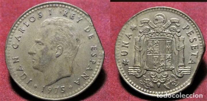 Monedas con errores: Error de acu&ntilde;aci&oacute;n moneda de 1 Peseta 1975 Final de Riel - Foto 1