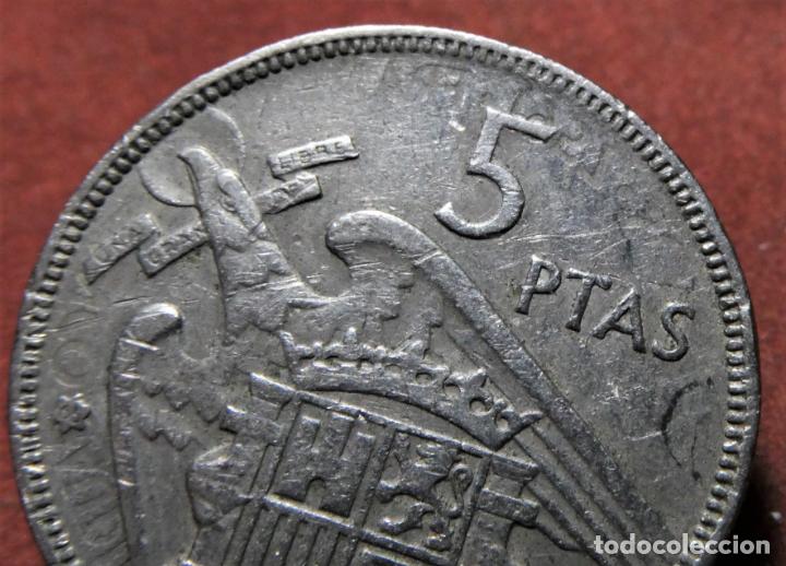 Monedas con errores: Error de acu&ntilde;aci&oacute;n moneda de 5 Pesetas 1957*65 Repintada muy Nitida - Foto 3