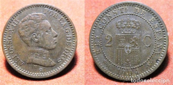 Monedas con errores: Variante de Acu&ntilde;aci&oacute;n 2 Centimos 1904 0 Partido - Foto 1
