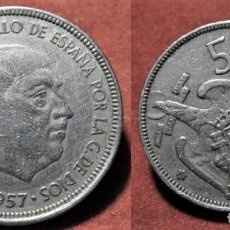 Monedas con errores: ERROR DE ACUÑACIÓN MONEDA DE 5 PESETAS 1957*65 REVERSO GIRADO 75º IZQUIERDA