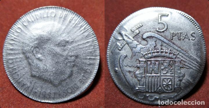 Monedas con errores: Rarisimo error en 5 pesetas de Franco 1957 - Foto 1