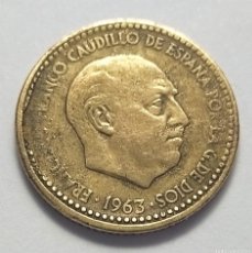 Monedas con errores: 144N. 1 PTA. 1963. FRANCO. ERROR CUÑO MAL GOLPEADO, FLOJO, EXCESO METAL. Lote 364164476