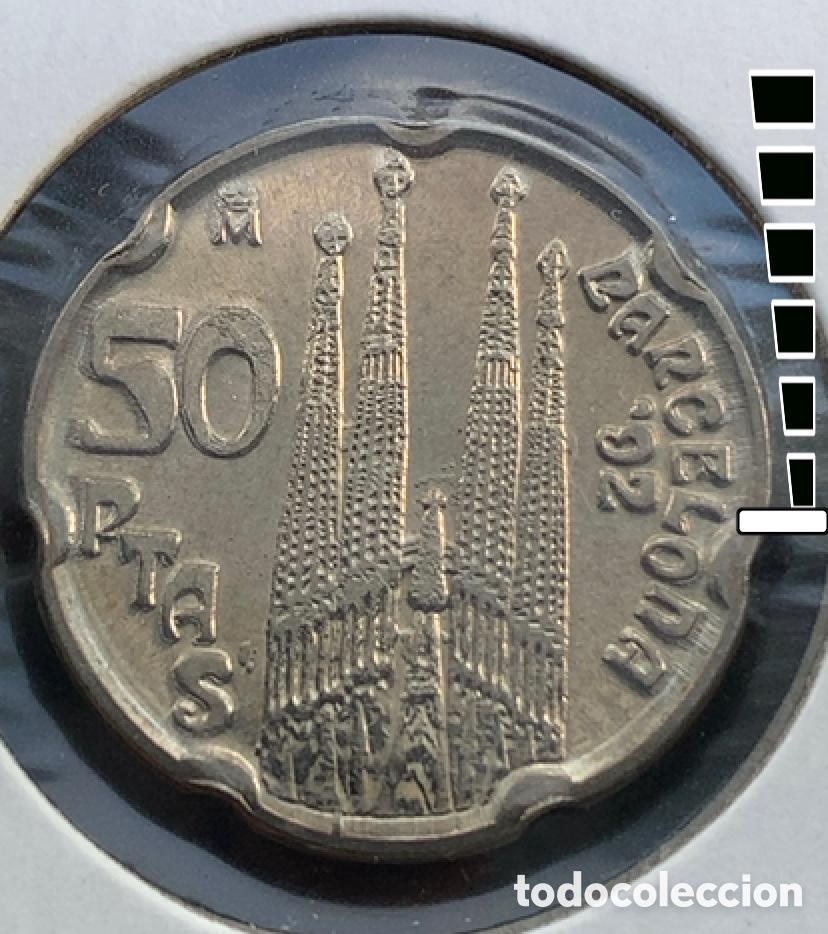 Monedas con errores: 50 peseta 1992 Sagrada , ERROR , PTAS&rsquo;. - Foto 1