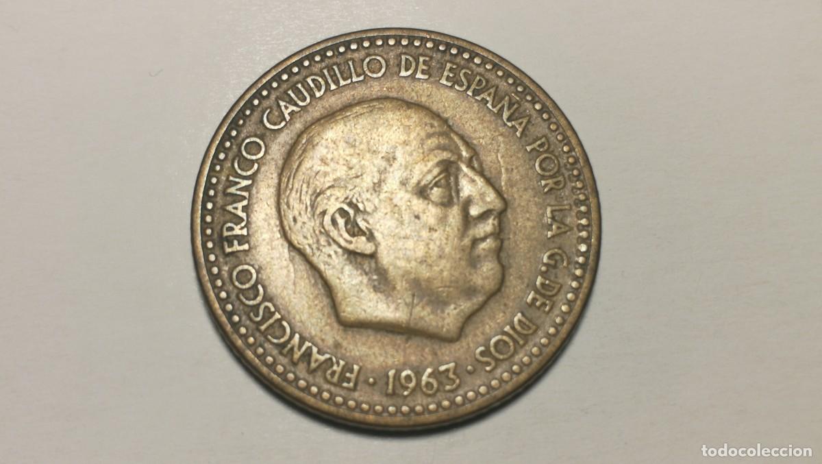 Monedas con errores: eRRoR... (EXCESOS de METAL) Moneda 1 Peseta 1963 *65 - Foto 3