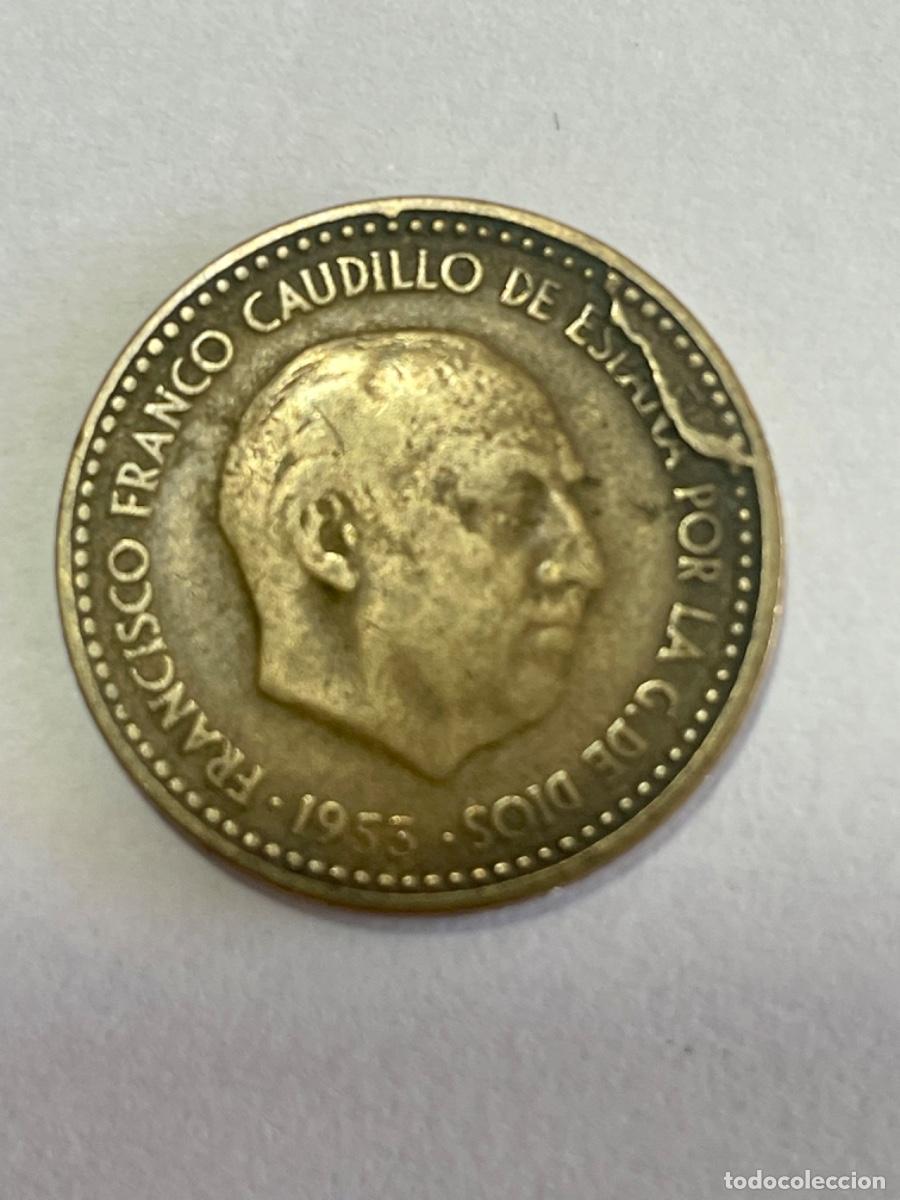 Monedas con errores: * ERROR * 1 PESETA 1953 CU&Ntilde;O PREDESCANTILLADO - Foto 1