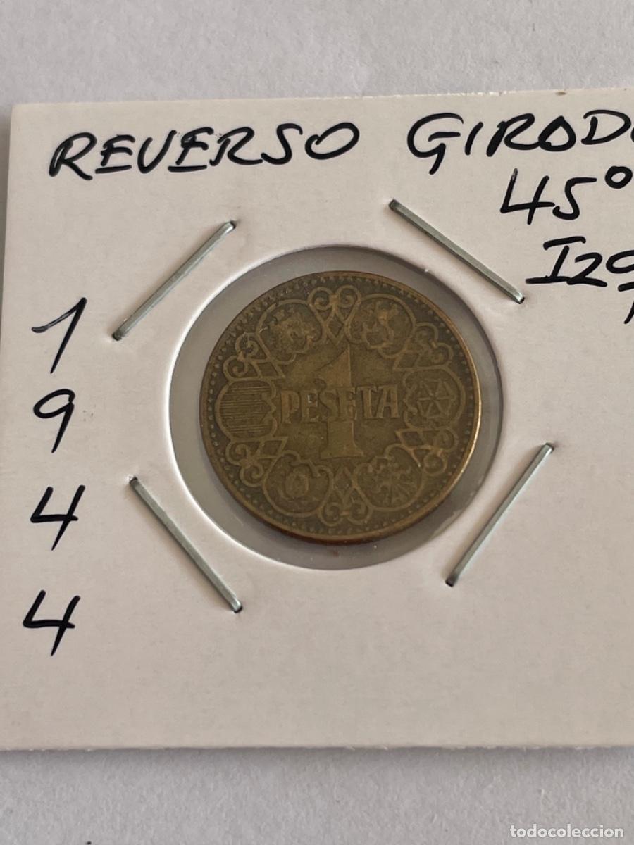 Monedas con errores: * ERROR * 1 PTA 1944. REVERSO GIRADO. MUY RARA - Foto 2
