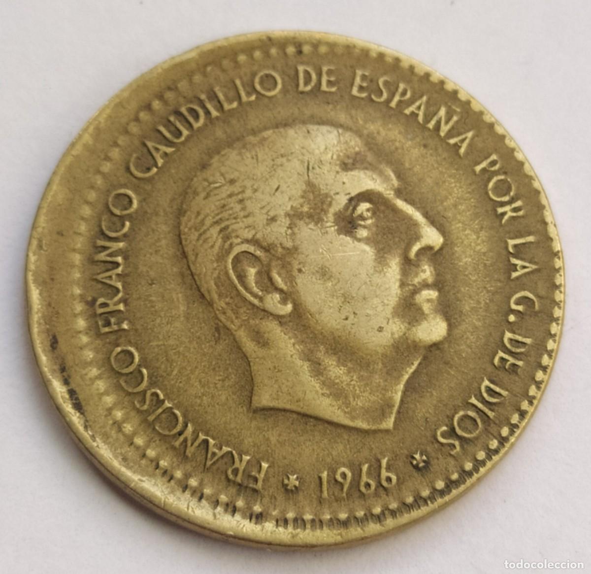 Monedas con errores: ## error- 1 Peseta 1966-67 acu&ntilde;aci&oacute;n desplazada## - Foto 2
