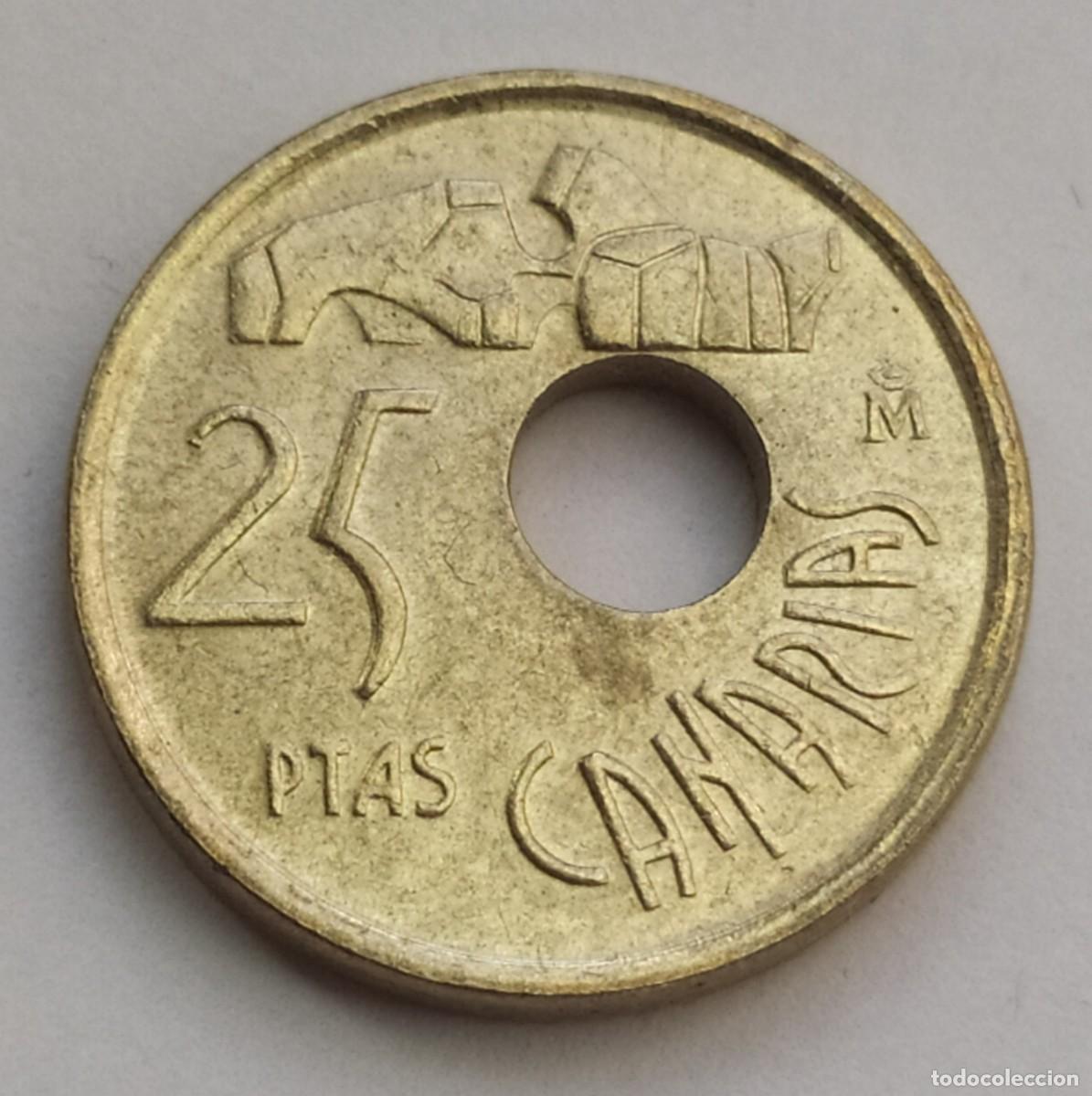 Monedas con errores: ## error- 25 Pesetas 1994 Taladro desplazado ## - Foto 2