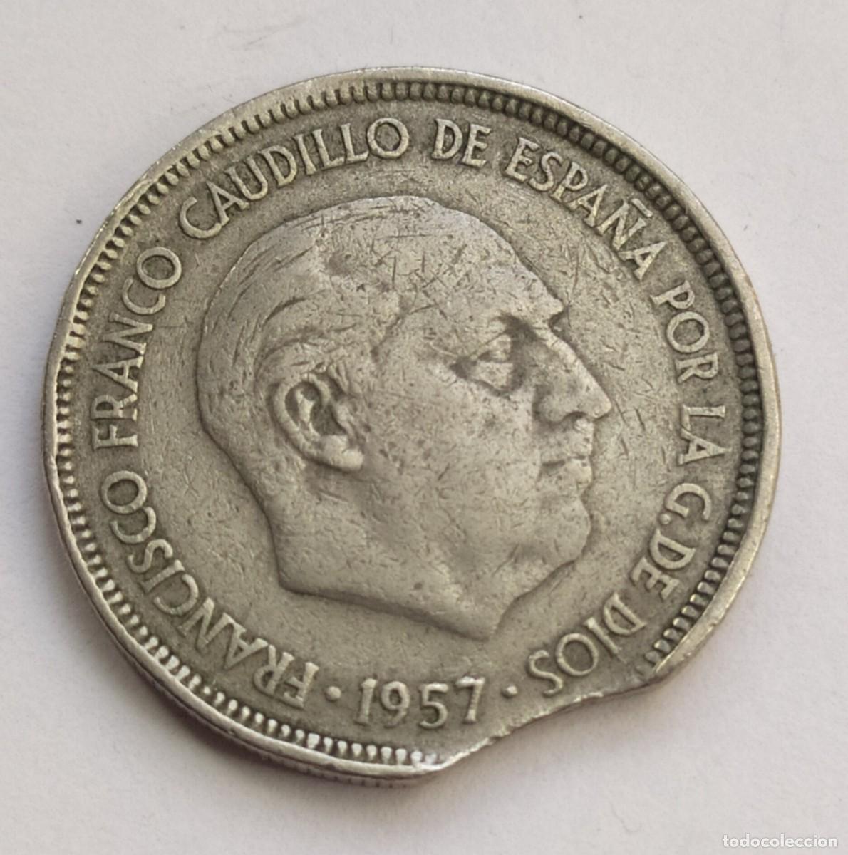 Monedas con errores: ## error- 5 Pesetas 1957 - 59 cospel segmentado ## - Foto 1