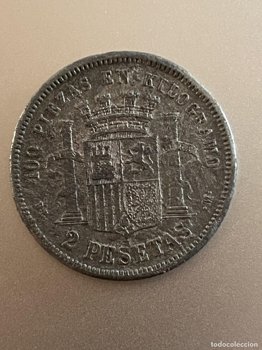 Monedas con errores: 2 pesetas 1870 falsa de &eacute;poca - Foto 2