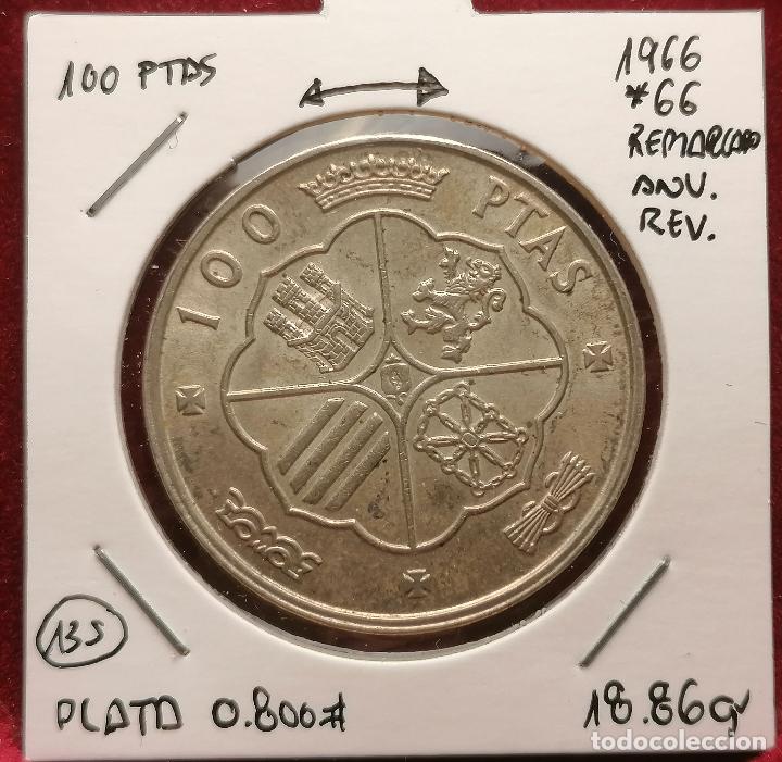 Monedas con errores: 100 PTAS 1966 * 66 PLATA ESTADO ESPA&Ntilde;OL REPINTADA ERROR - Foto 4