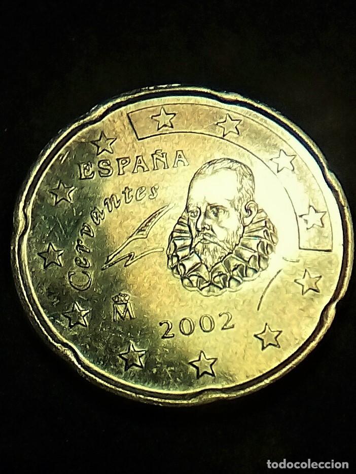 Monedas con errores: Variante error 20 cnts 2002 exceso de material nariz partida y remarcada en la gorguera y pluma.S/C - Foto 1