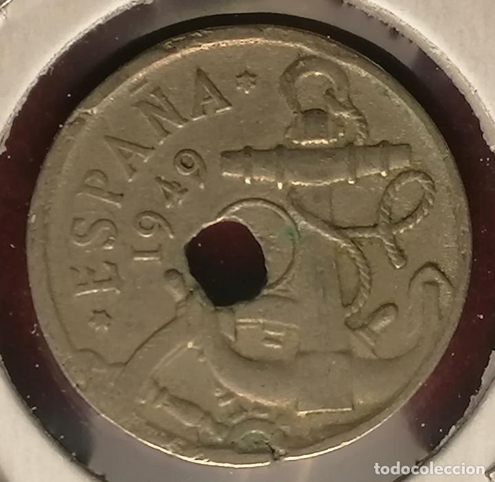 Monedas con errores: 50 centimos 1949 * 52 Taladro desplazado Cu&ntilde;o roto - Foto 3
