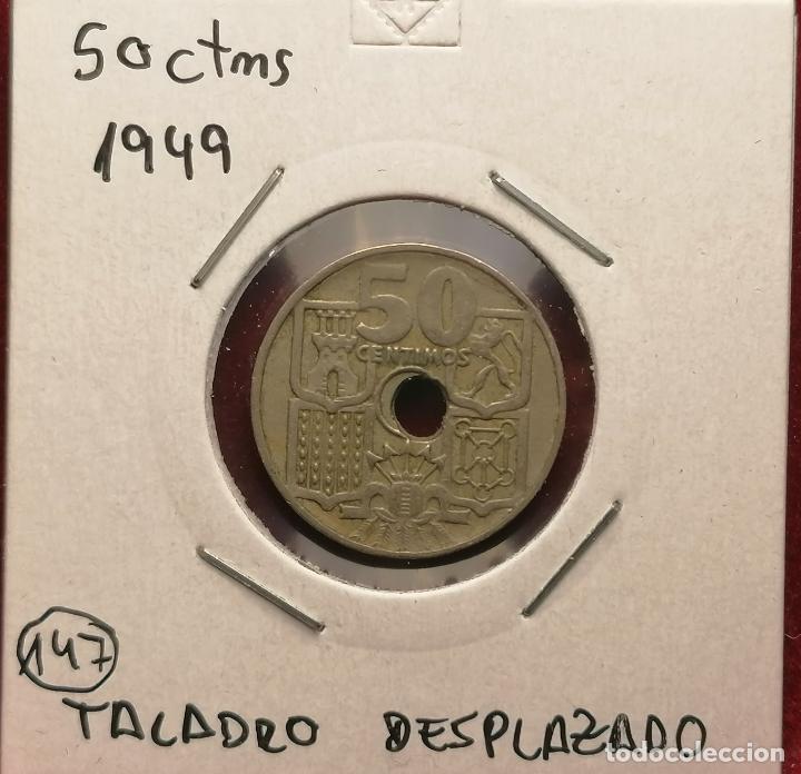 Monedas con errores: 50 centimos 1949 * Taladro desplazado - Foto 1