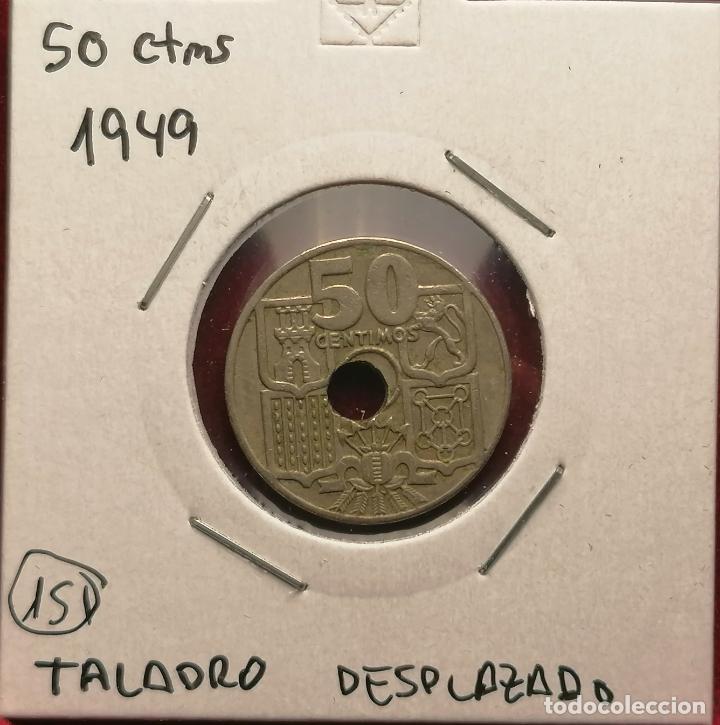 Monedas con errores: 50 centimos 1949 * 62 Taladro desplazado - Foto 1