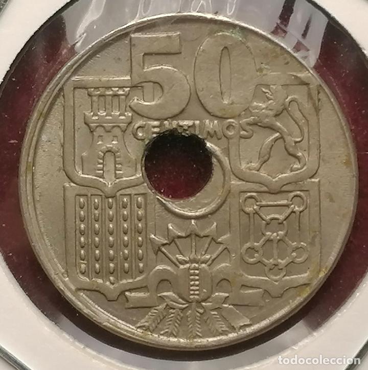 Monedas con errores: 50 centimos 1949 * Taladro desplazado Borde doble - Foto 2