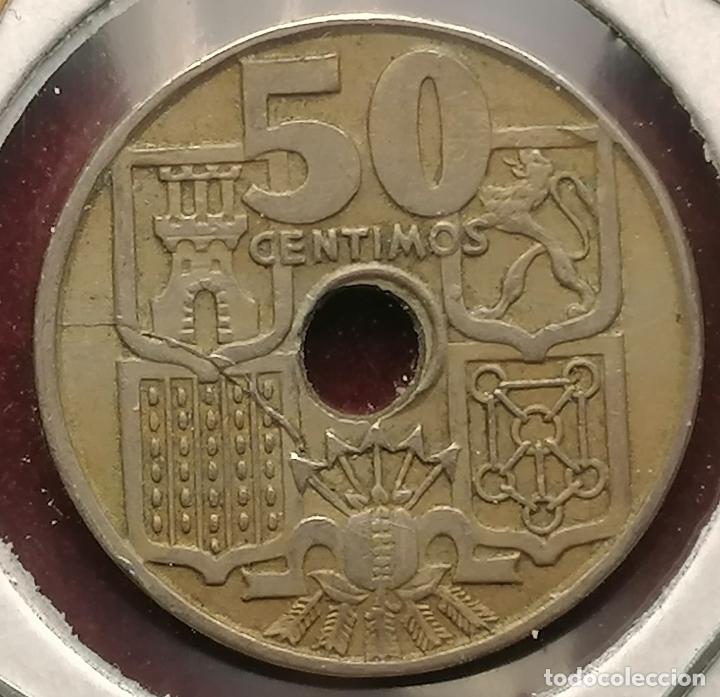 Monedas con errores: 50 centimos 1949 * 54 Desplazada Empastada - Foto 2