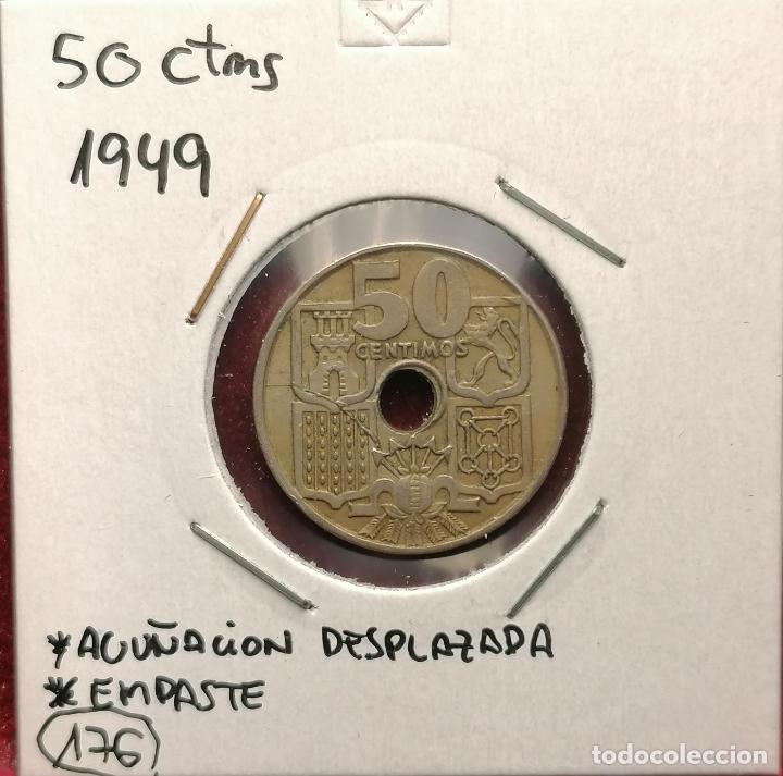 Monedas con errores: 50 centimos 1949 * 54 Desplazada Empastada - Foto 1