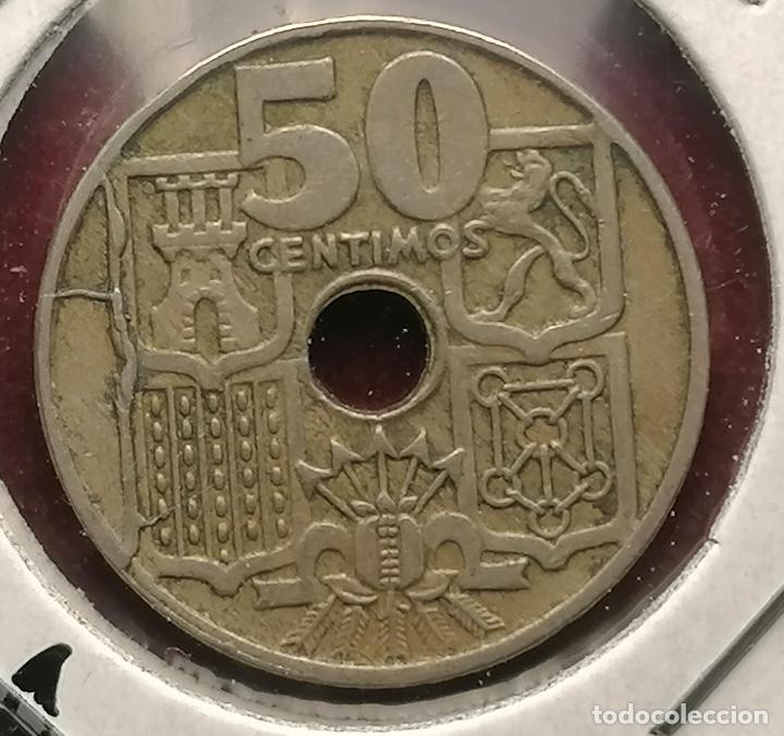Monedas con errores: 50 centimos 1949 * 54 Empastada - Foto 2