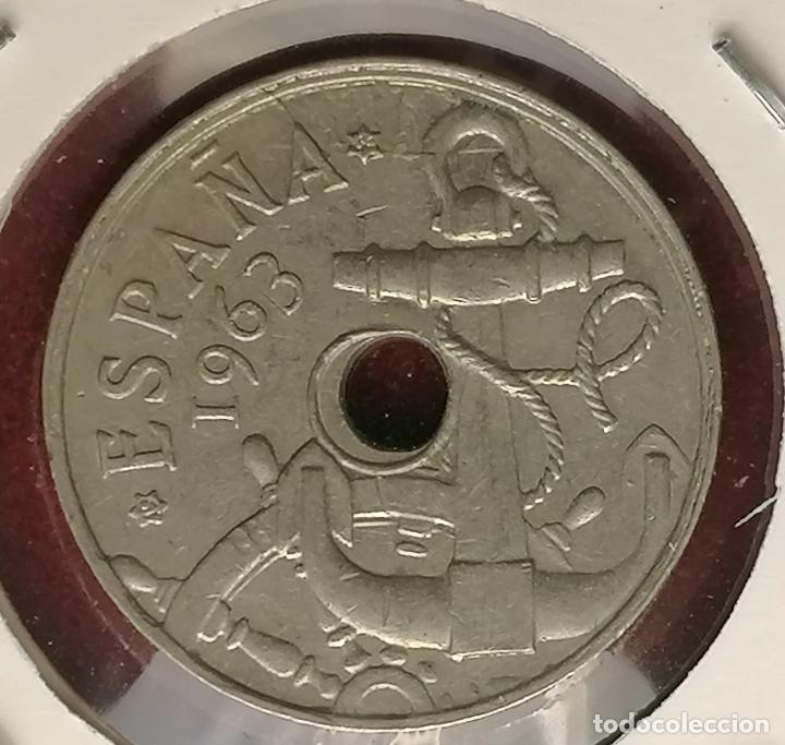Monedas con errores: 50 centimos 1963 * 64 Repintada Flechas - Borde doble - Foto 3