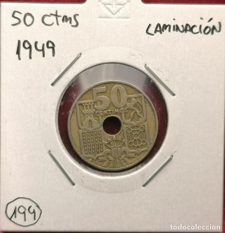 Monedas con errores: 50 centimos 1949 * 53 Laminacion reverso - Foto 1