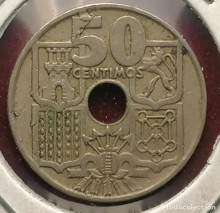 Monedas con errores: 50 centimos 1949 * Laminacion - Repintada - Foto 2