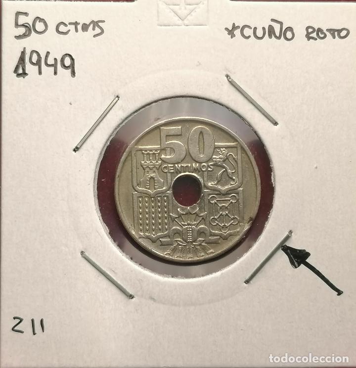 Monedas con errores: 50 centimos 1949 * 54 Cospel roto - Foto 1