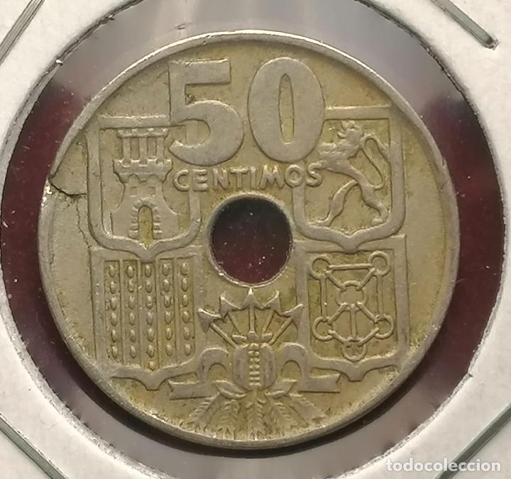 Monedas con errores: 50 centimos 1949 * 5 Cospel roto - Foto 2