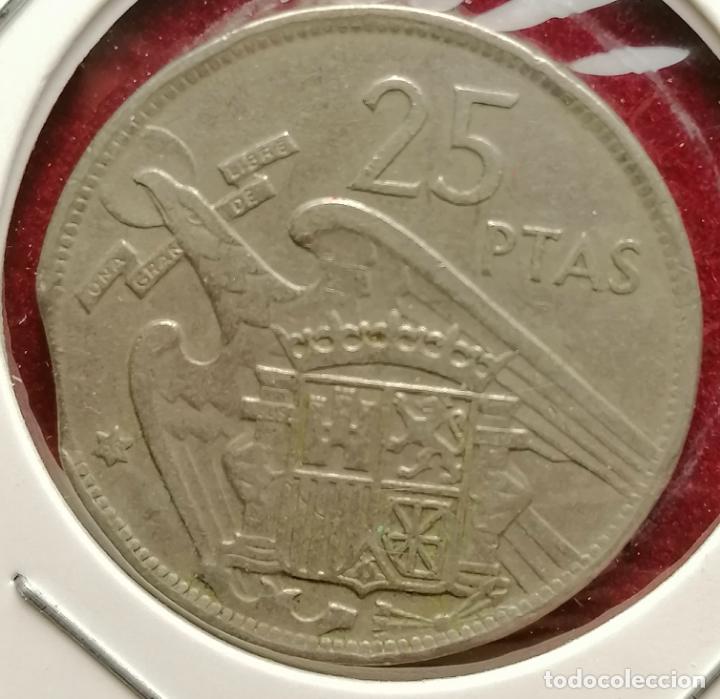 Monedas con errores: 25 pesetas 1957 * 68 Segmentada curva - Foto 2